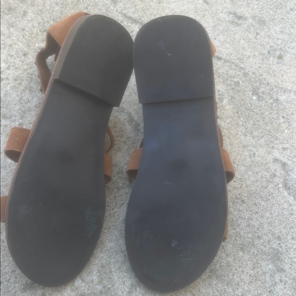 Steve Madden Giaani Brown Fringe Beaded Gladiator Zip Sandals Women's Size 8.5 - Picture 6 of 7